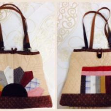 Brown patchwork bag with pocket